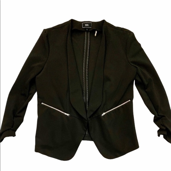 Have Black Open Front Stretch Ruche Sleeve Blazer - Picture 1 of 6